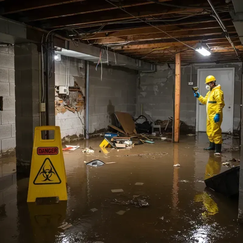 Flooded Basement Electrical Hazard in Bellaire, OH Property